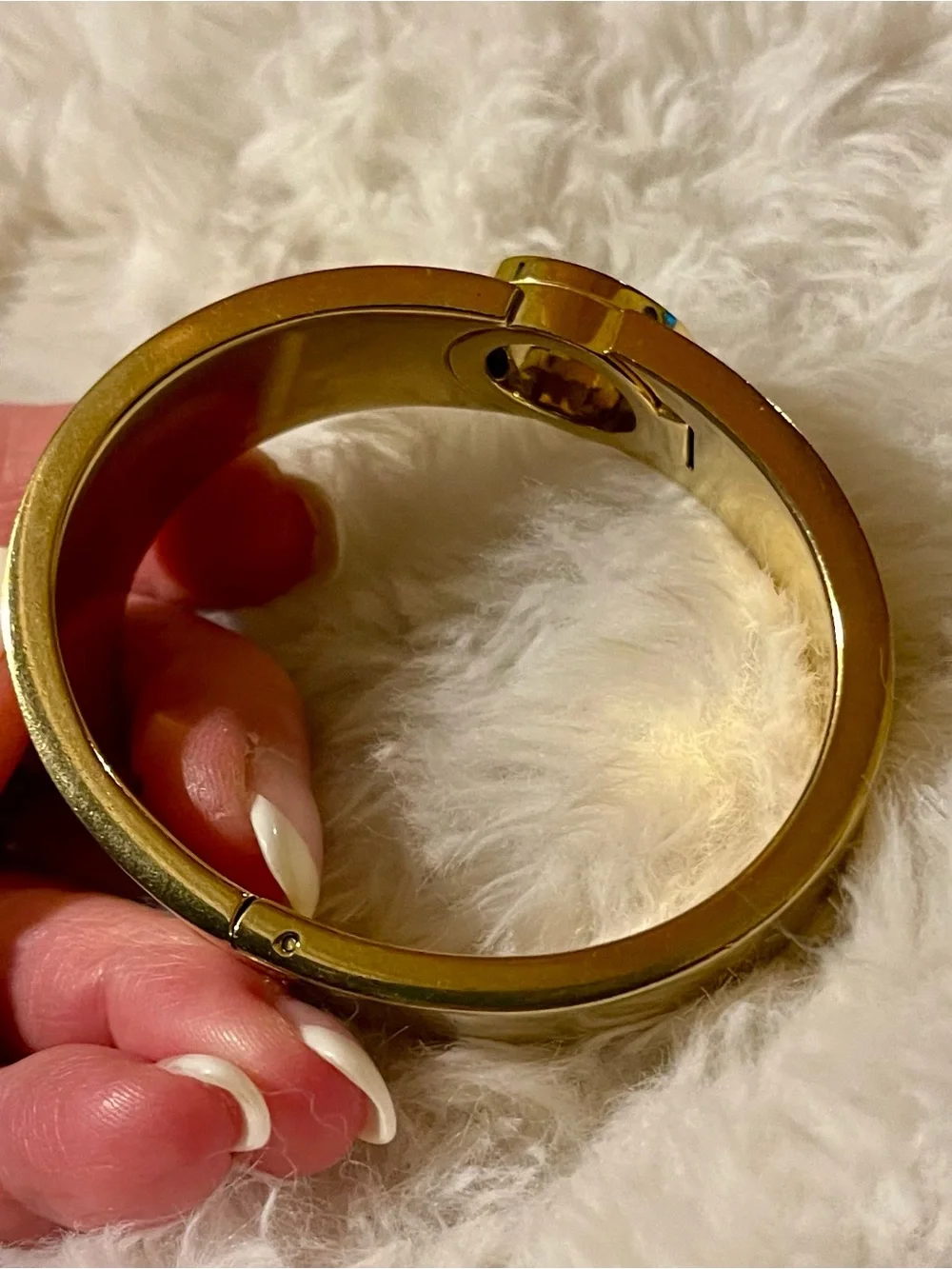 Michael Kors Gold-Tone MK Logo Hinged Bracelet - Picture 5 of 6